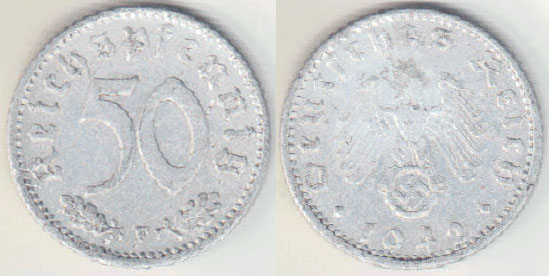 1942 F Germany 50 Pfennig A004547.